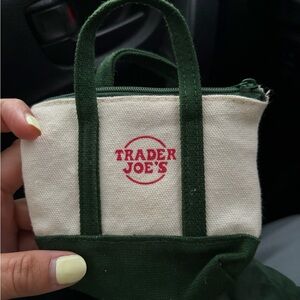Trader Joe's Mini Canvas Tote with Green Handles